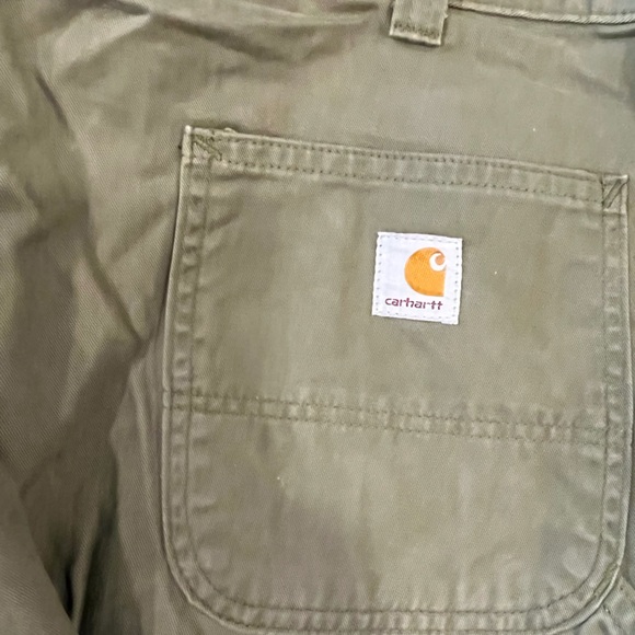 Mens Army Green Carhartt Carpenter Pants Size 38 x 34 Relaxed Fit - Picture 7 of 16